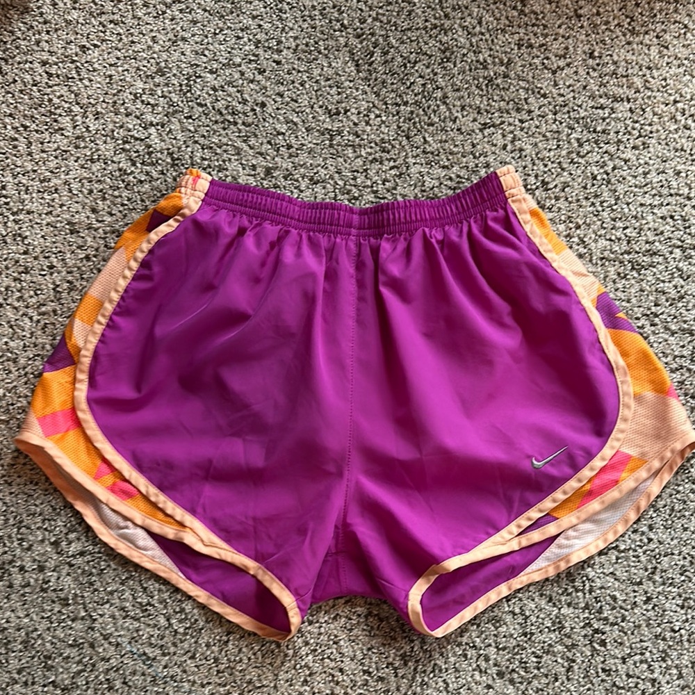 Nike Women's Purple Running Shorts With Orange Design Size Small EUC